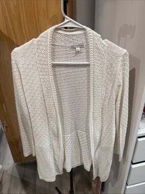 NOTATIONS Ivory Open-Front Knit Cardigan